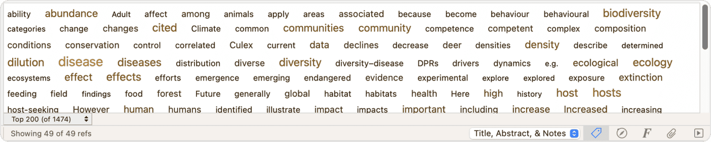 Bookends tag cloud